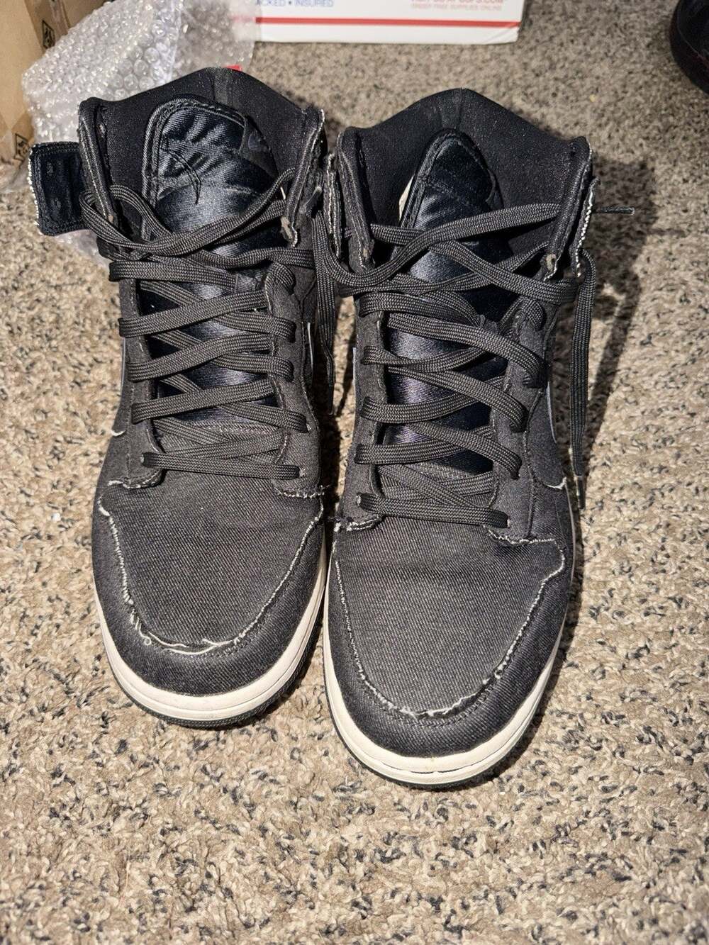 Nike Dunk High CMFT Black Denim Comfort Sneakers Size 13 No Box